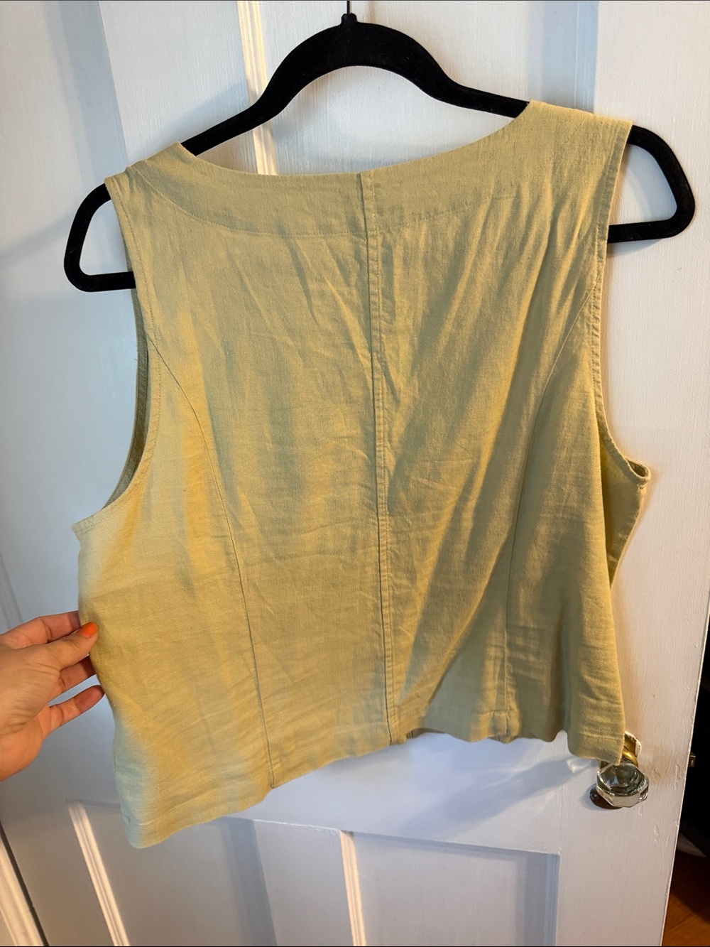 Madewell Pale Yellow Linen Button-Front Sleeveless Top - Picture 3 of 4